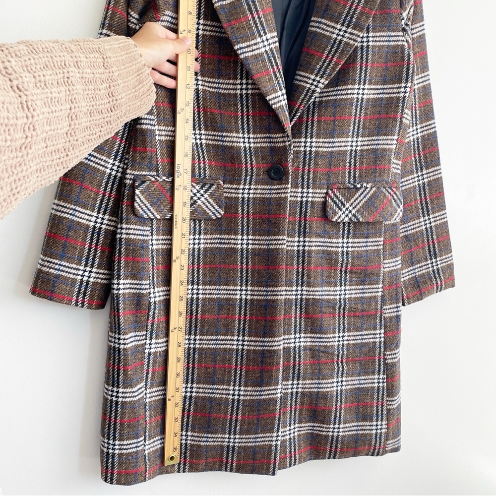 Urban Republic plaid long coat jacket shacket blazer preppy academia holiday M - Picture 7 of 14
